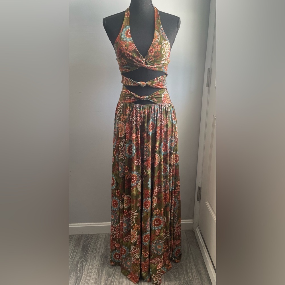 NWT Floral Maxi Dress with Cutout Details